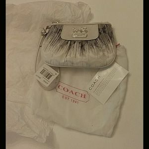 Coach wristlet white, navy, ivory OP C logo